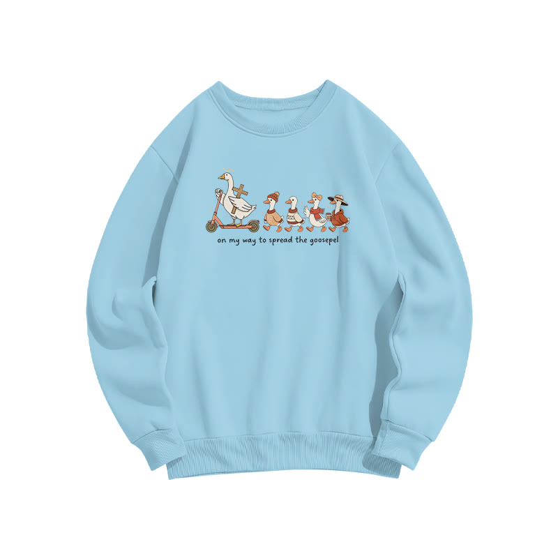 Unisex On My Way To Spread The Goosepel Print Sweatshirt - Blue - US16-18(2XL) - image 7