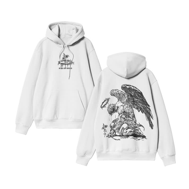 Unisex 100% Cotton Flower Of Hope Design Print Hoodie - White - US16-18(2XL) - image 4