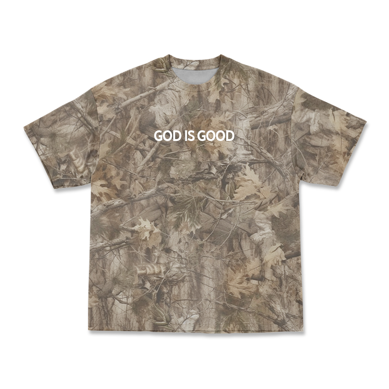 GOD IS GOOD Camo Print T-shirt - Brown Camo - 5XL - image 10