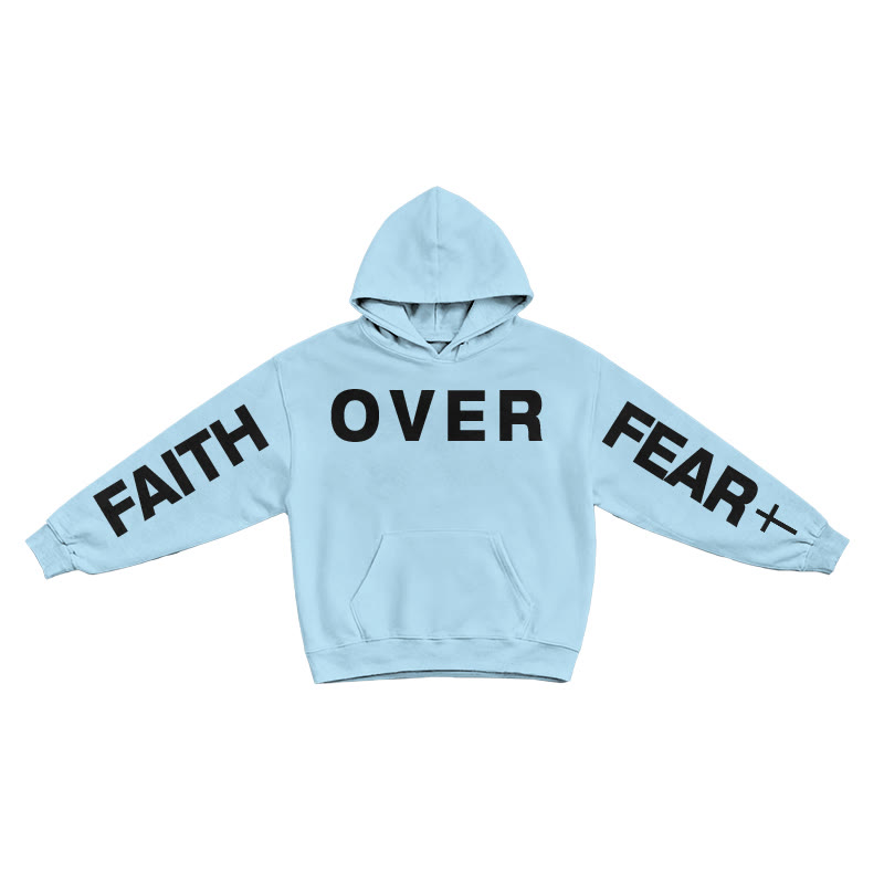 Faith Over Fear Creative Print Hoodie - Blue - US16-18(2XL) - image 7