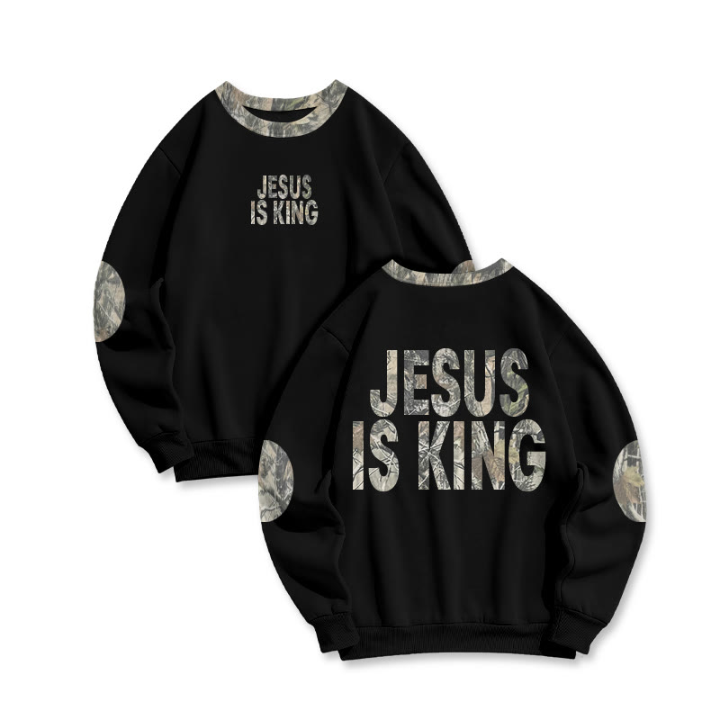 Jesus Is King Dead Leaves Camouflage Print Sweatshirt - Black - 6XL - image 3