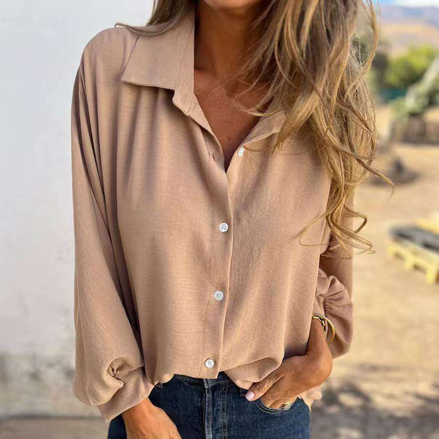 Casual Long Sleeve Lapel Shirt - Khaki - 5XL - image 3