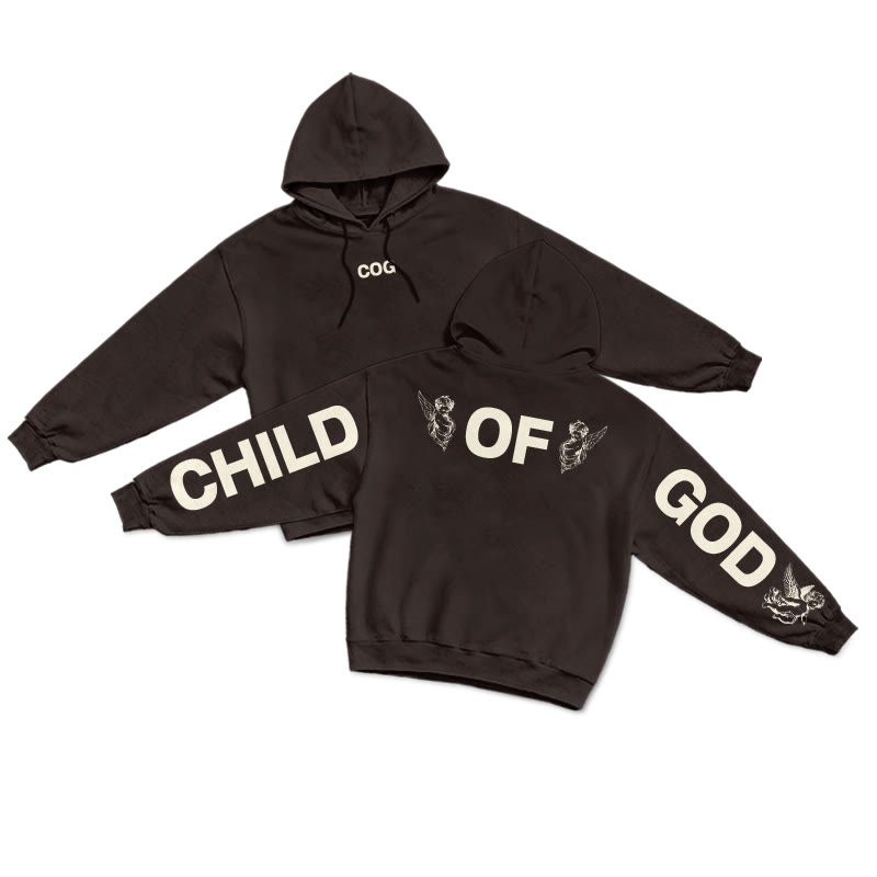 Child Of God Creative Back Print Hoodie - Coffee - US16-18(2XL) - image 5