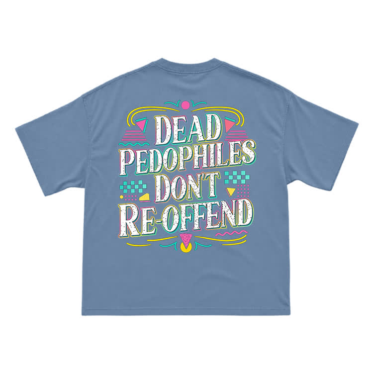 Provocative Slogan Back Print Streetwear T-Shirt - Dusty Blue - US16-18(2XL) - image 4