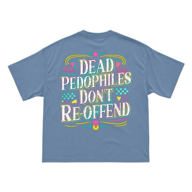 Provocative Slogan Back Print Streetwear T-Shirt - Dusty Blue - US16-18(2XL) - image 4