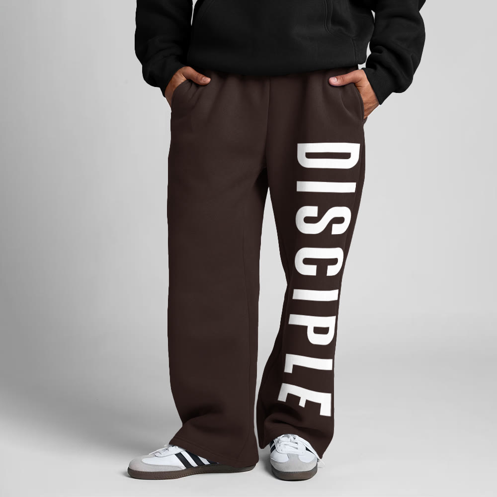 Disciple Print Straight-leg Sweatpants - Coffee - 5XL - image 4