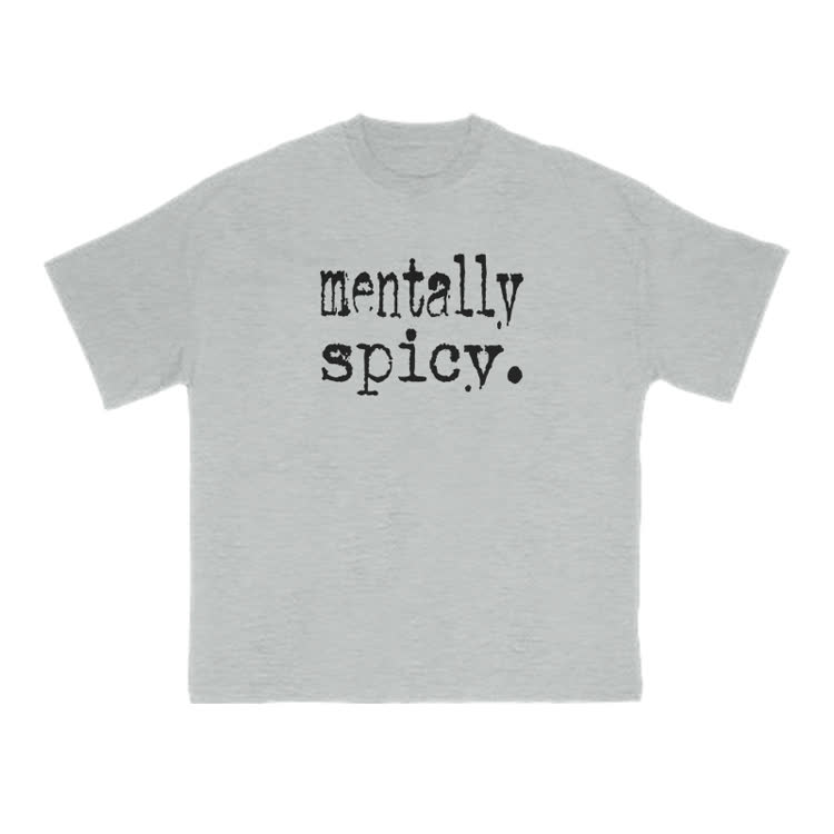 Mentally Spicy Print T-shirt - Grey - US16-18(2XL) - image 4