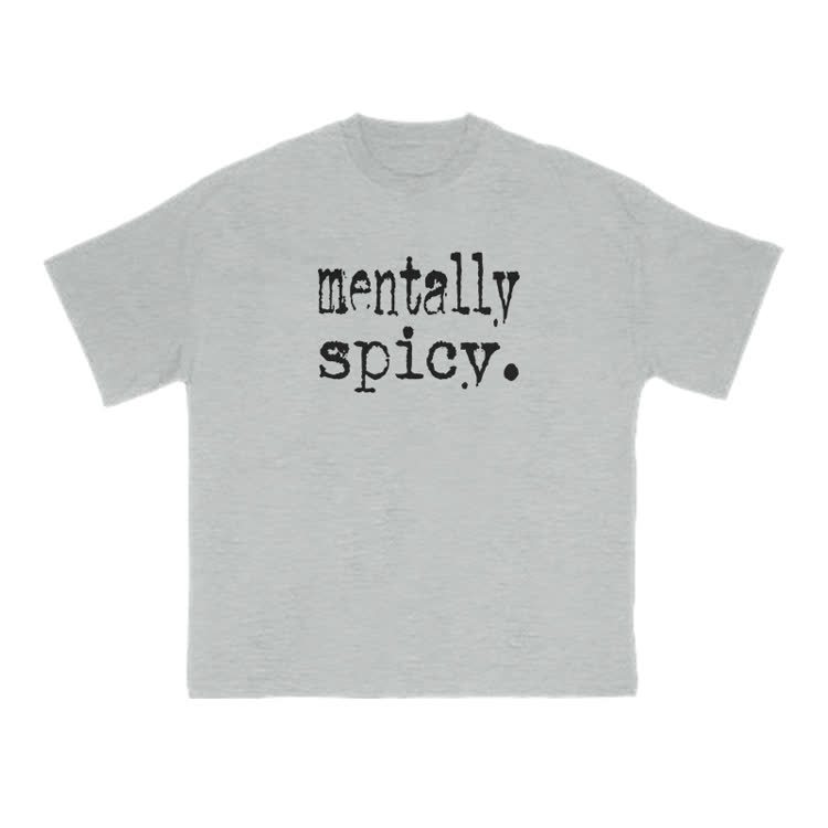 Mentally Spicy Print T-shirt - Grey - US16-18(2XL) - image 4