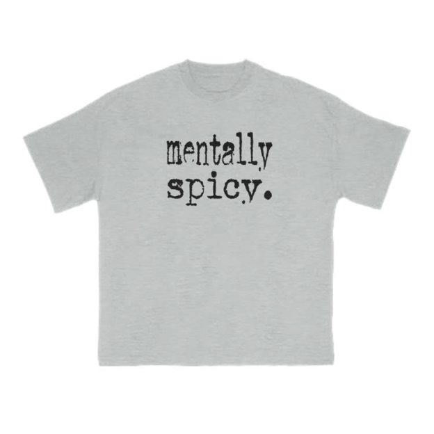 Mentally Spicy Print T-shirt - Grey - US16-18(2XL) - image 4