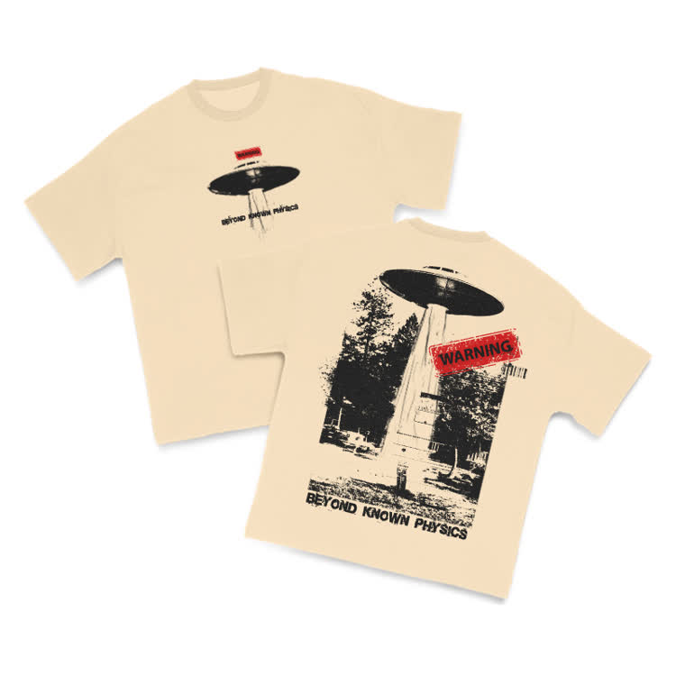 Sci Fi Street Warning Graphic Print T-Shirt - Apricot - US16-18(2XL) - image 13