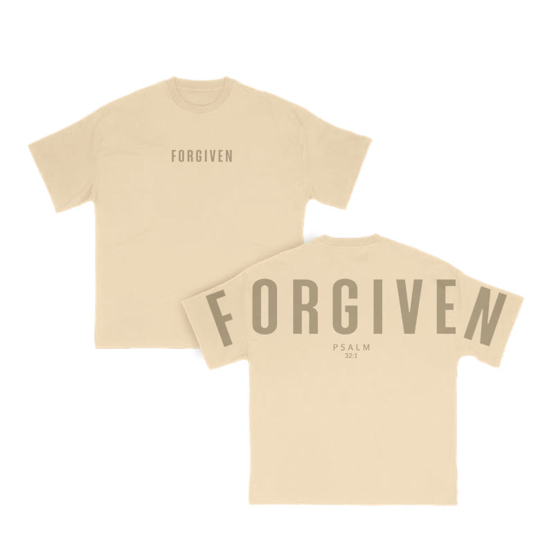 Unisex Forgiven Psalm 32:1 Print T-shirt - Apricot - US16-18(2XL) - image 5