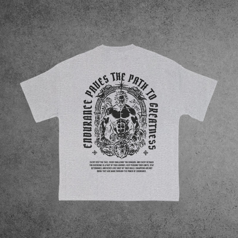 Gym 100% Cotton Cnourancc Paucs The Path To Grcatness Print T-shirt - Grey - US16-18(2XL) - image 5