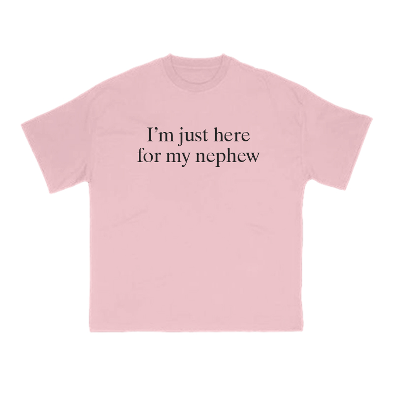I’m Just Here For My Nephew Print T-shirt - Pink - US16-18(2XL) - image 8