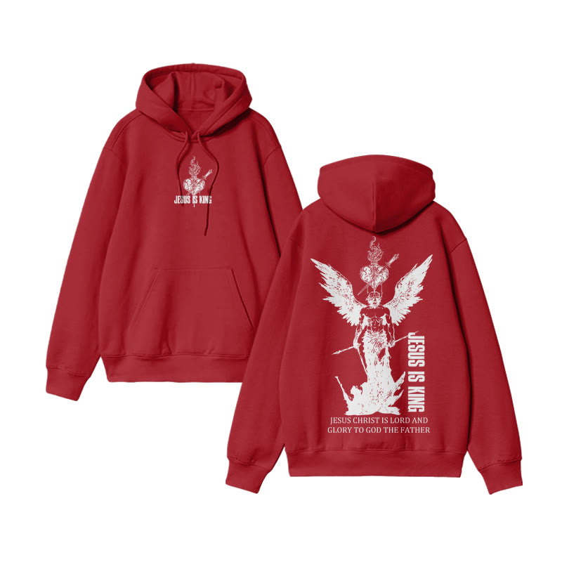 Unisex 100% Cotton Jesus Is King Design Print Hoodie - Red - US16-18(2XL) - image 4