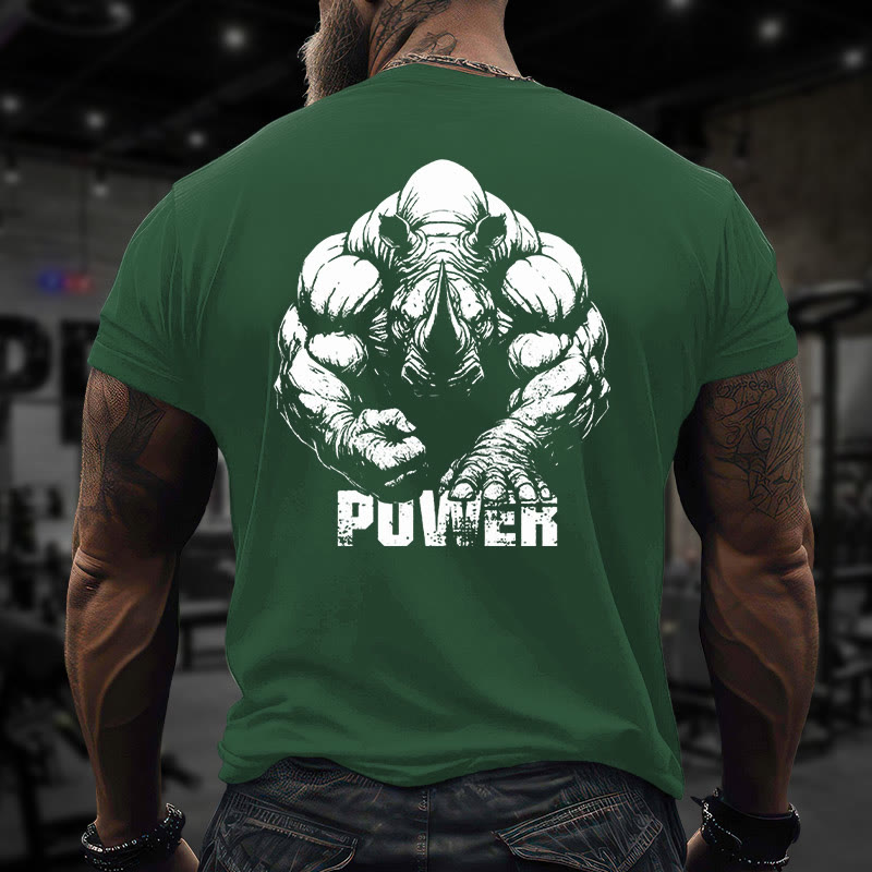 Gym 100% Cotton Power Print T-shirt - Green - US16-18(2XL) - image 9
