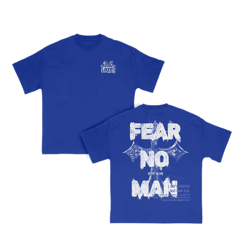 Fear No Man But God Print T-shirt - Blue - US16-18(2XL) - image 8