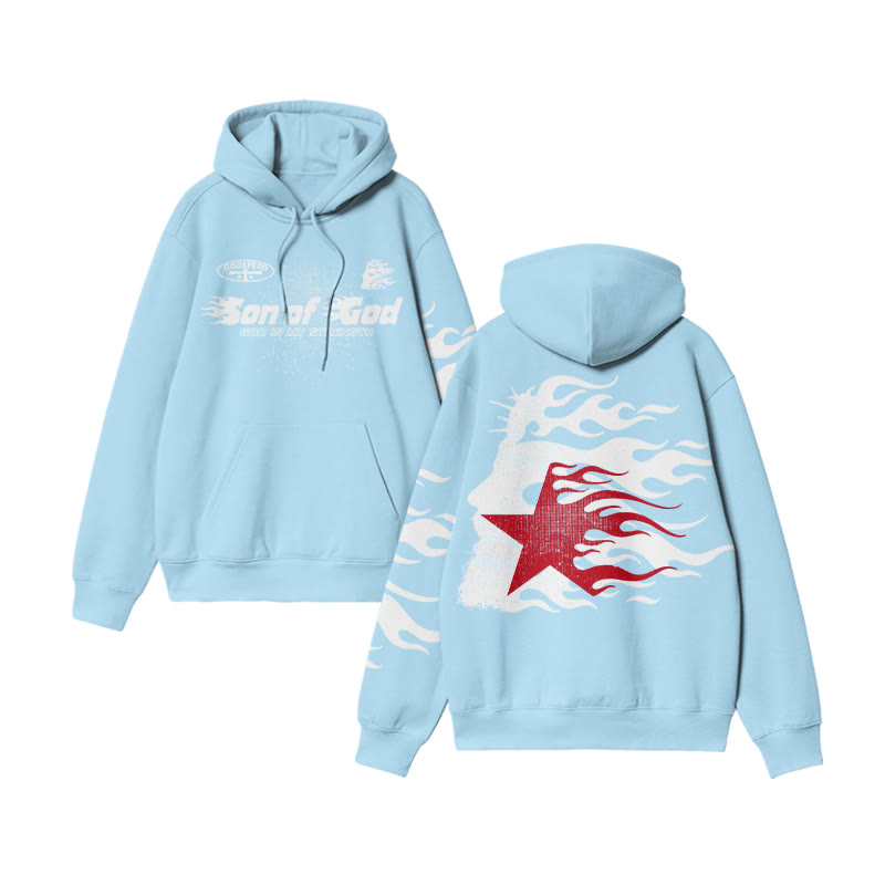 Unisex Son Of God Print Hoodie - Blue - US16-18(2XL) - image 8