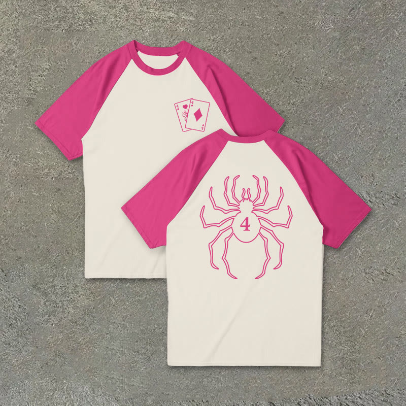 Unisex 100% Cotton No. 4 Spider Print Raglan Sleeve T-shirt