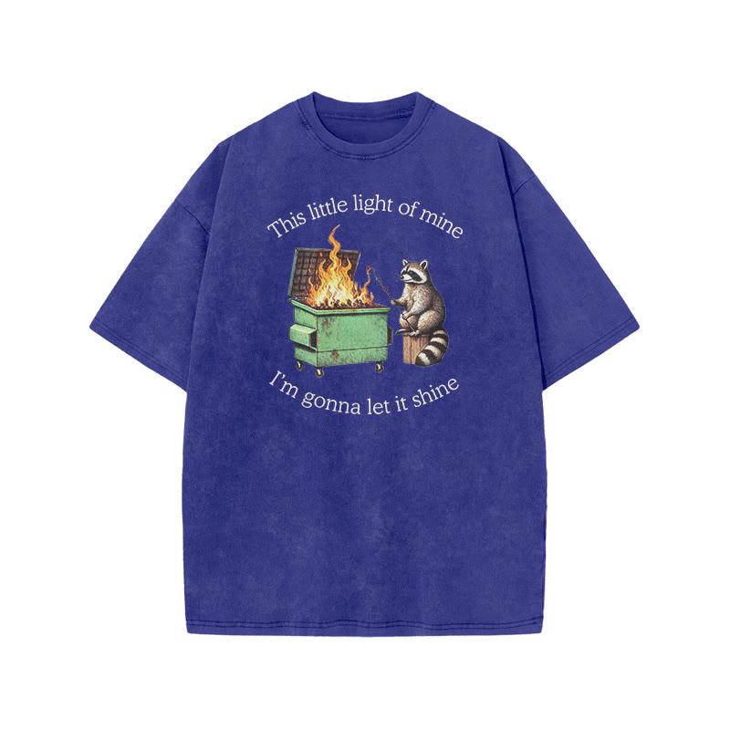 This Little Light Of Mine, I'm Gonna Let It Shine Print Acid Washed T-shirt - Blue - US20-22(3XL) - image 6