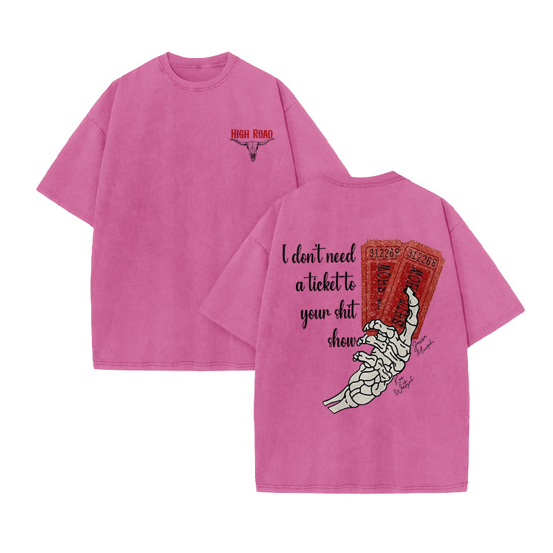 Unisex 100% Cotton Western High Road Vintage Print Acid Washed T-shirt