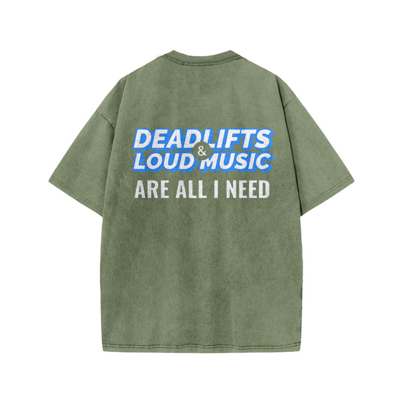 100% Cotton DEADLIFTS Gym Print Acid Washed T-shirt - Army Green - US20-22(3XL) - image 6