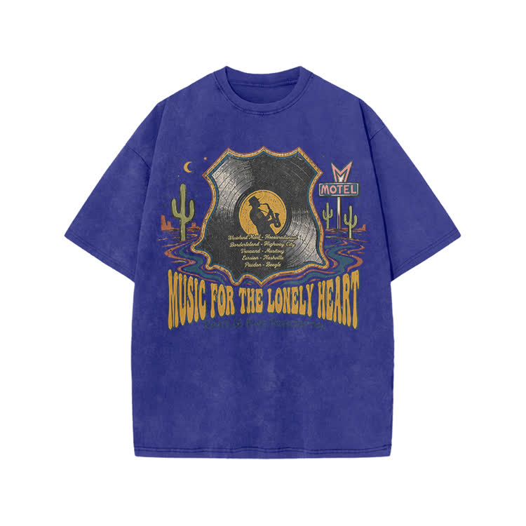 Vintage Motel Graphic Print Acid Washed T-shirt - Blue - US20-22(3XL) - image 4