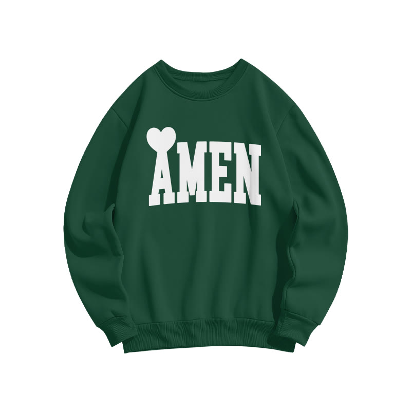 Amen Valentine's Day Print Sweatshirt - Dark Green - US16-18(2XL) - image 7