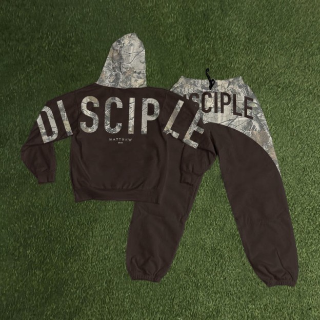 Disciple Dead Leaves Camouflage Print Hoodie Set - Coffee - 8XL - image 4
