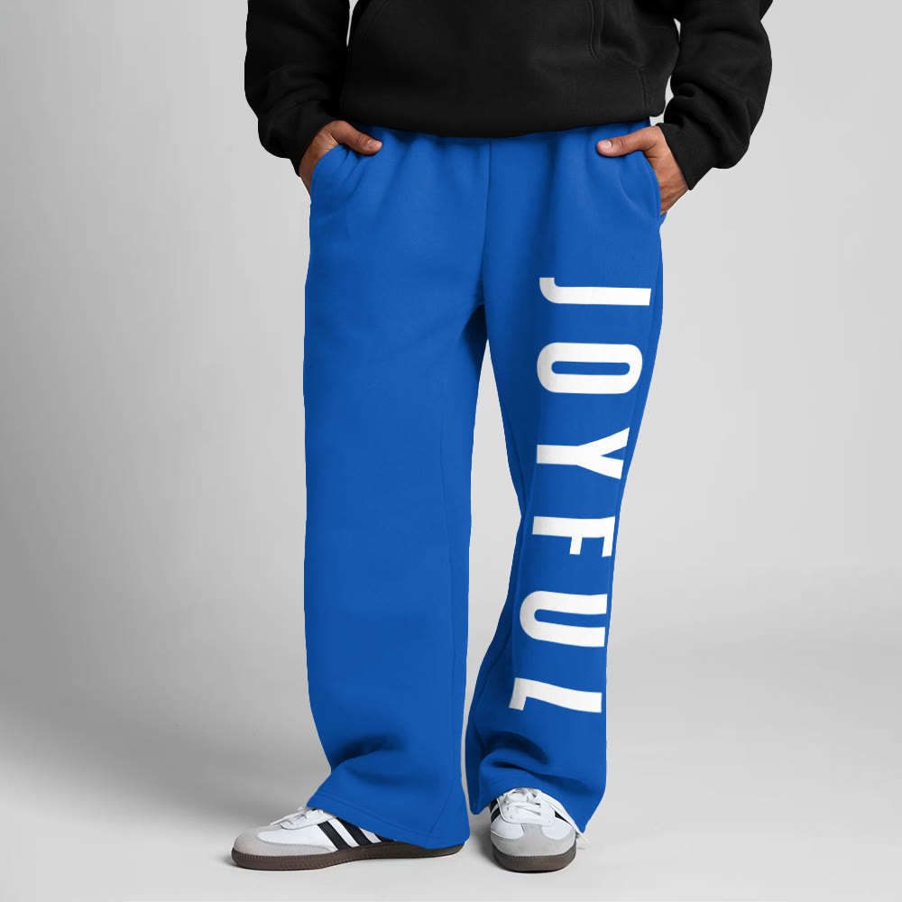 Joyful Print Straight-leg Sweatpants - Blue - 5XL - image 8