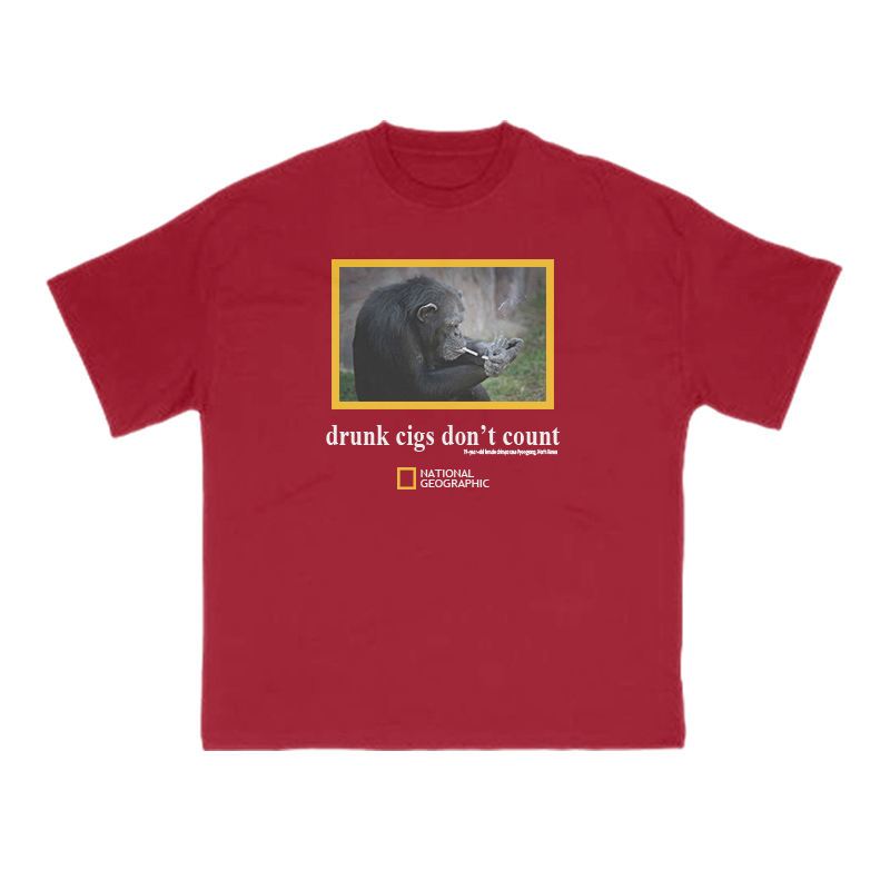 Drunk Cigs Don't Count Print T-shirt - Red - US16-18(2XL) - image 12