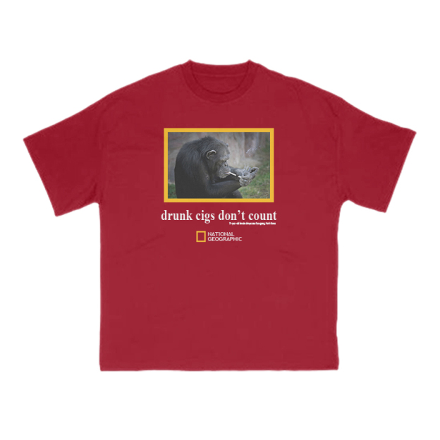 Drunk Cigs Don't Count Print T-shirt - Red - US16-18(2XL) - image 12