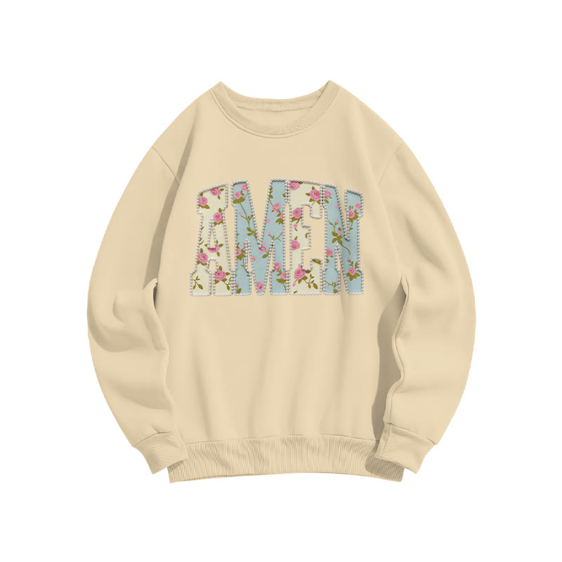 Floral Amen Print Sweatshirt - Apricot - US16-18(2XL) - image 5