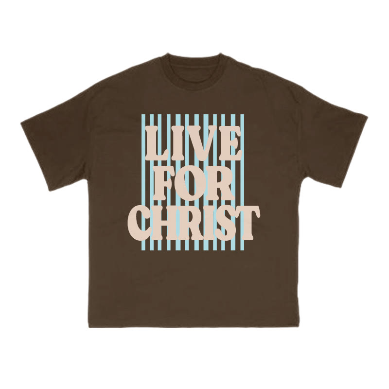 Unisex 100% Cotton Live For Christ Stripes Print T-shirt - Coffee - US16-18(2XL) - image 8
