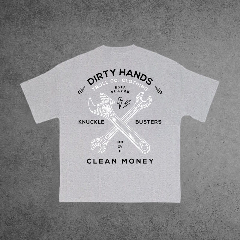 Dirty Hands Clean Money Gym 100% Cotton Print T-shirt - Grey - US16-18(2XL) - image 5