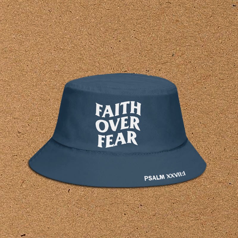 Faith Over Fear Print Bucket Hat - Blue - XL(62cm) - image 3