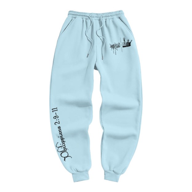 Jesus Is King Print Pants - Light Blue - US16-18(2XL) - image 7