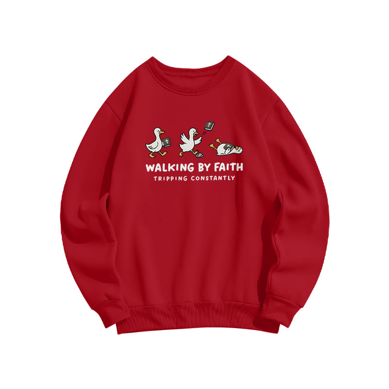 Unisex Walking By Faith Tripping Constantly Bible Print Sweatshirt - Red - US16-18(2XL) - image 8