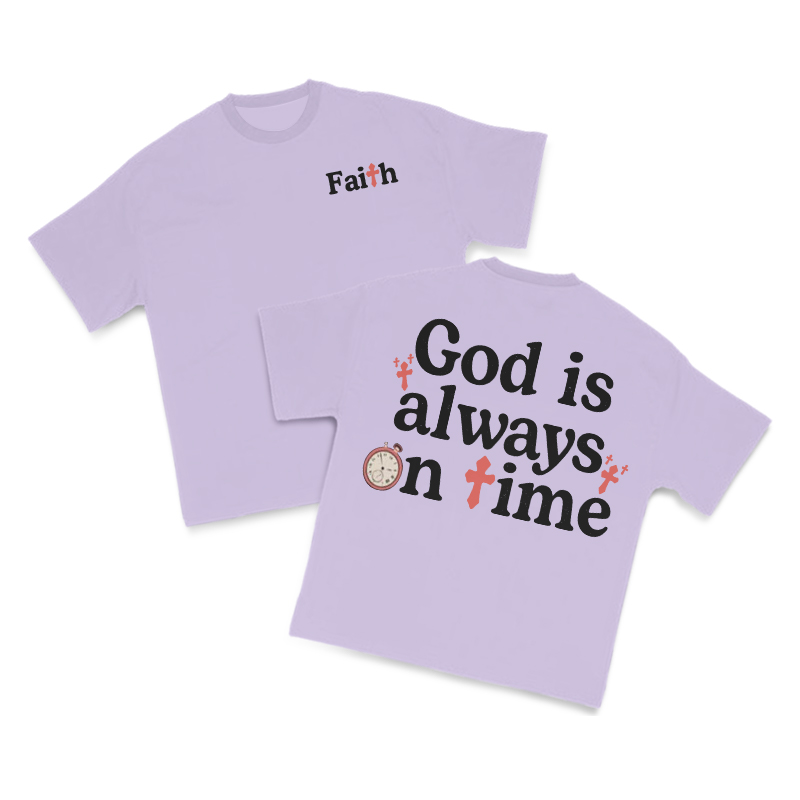 God Is Always On Time Print T-shirt - Purple - US16-18(2XL) - image 13