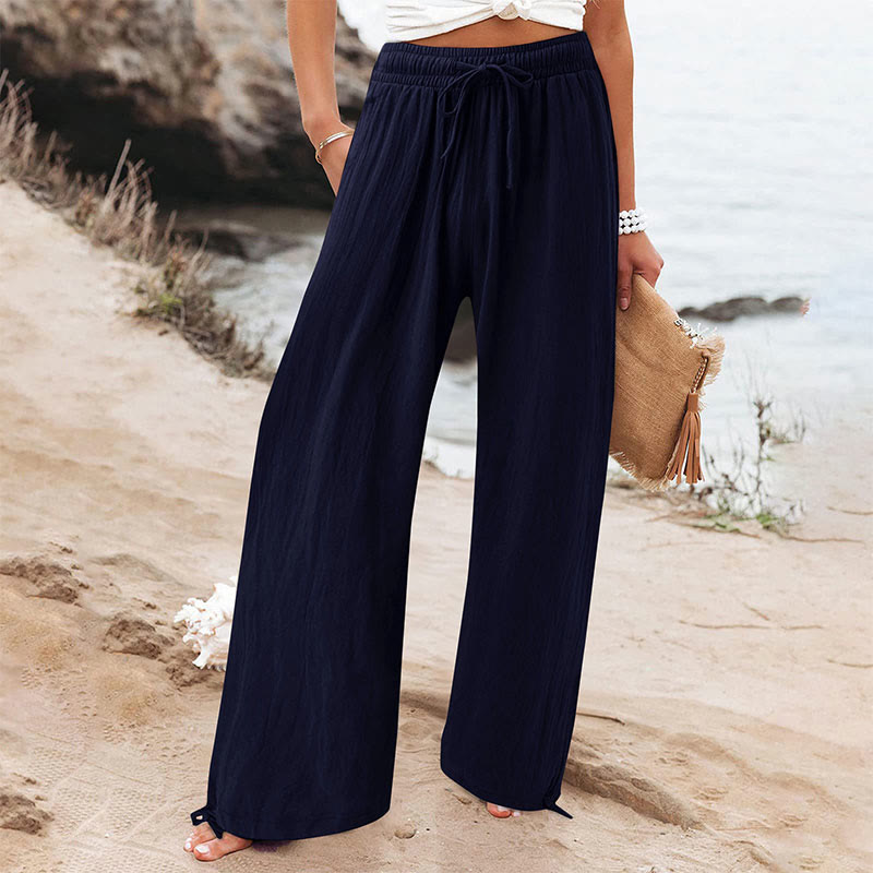 Casual drawstring trousers - Navy Blue - 5XL - image 3