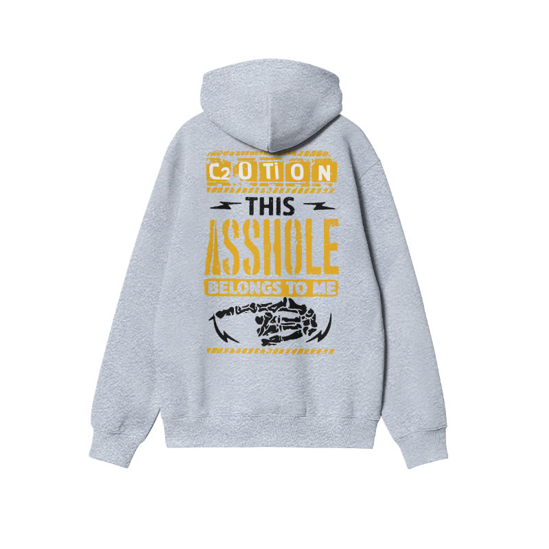 Unisex This A**hole Belongs Me Print Hoodie - Grey - 2XL - image 3