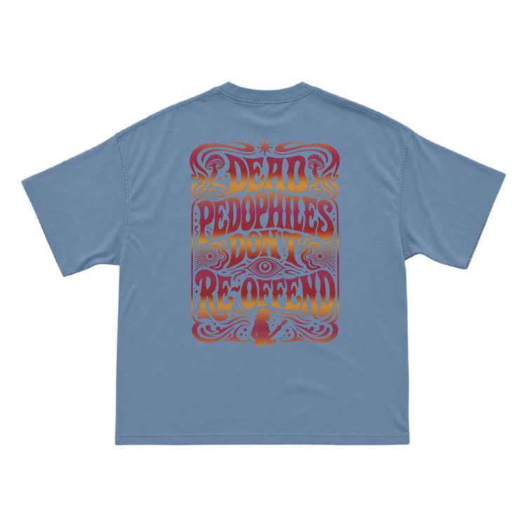 Vintage Psychedelic Back Graphic T-Shirt - Dusty Blue - US16-18(2XL) - image 3