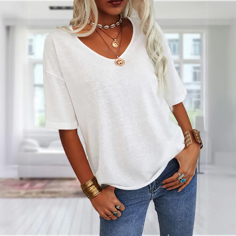 Women's casual short sleeve V-neck T-shirt - image 3