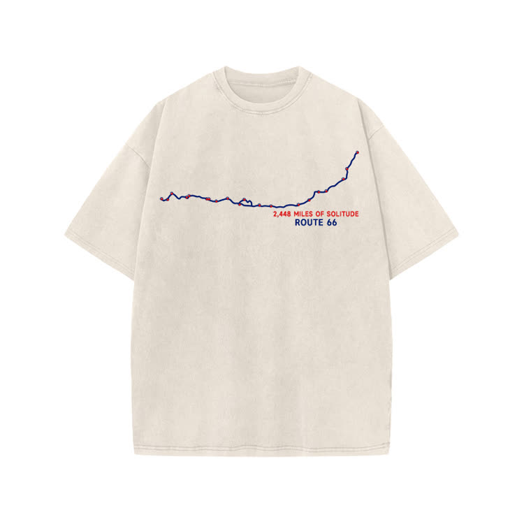 Vintage Route 66 Graphic Print Acid Washed T-shirt - Beige - US20-22(3XL) - image 7