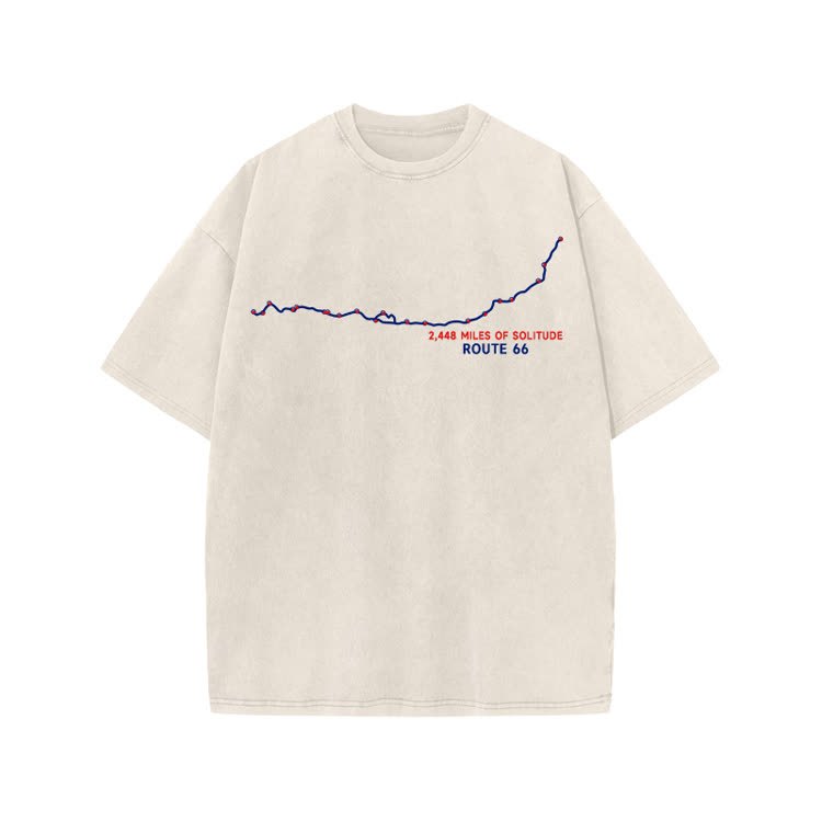 Vintage Route 66 Graphic Print Acid Washed T-shirt - Beige - US20-22(3XL) - image 7