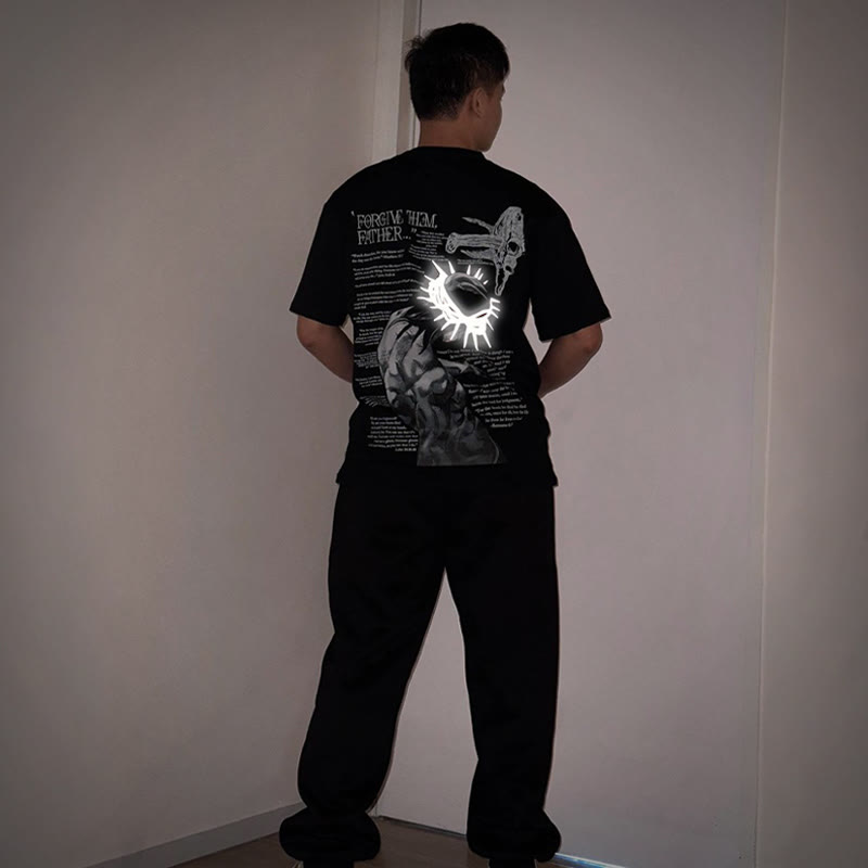 Unisex Reflective Crown Of Thorns Print T-shirt And Pants Set