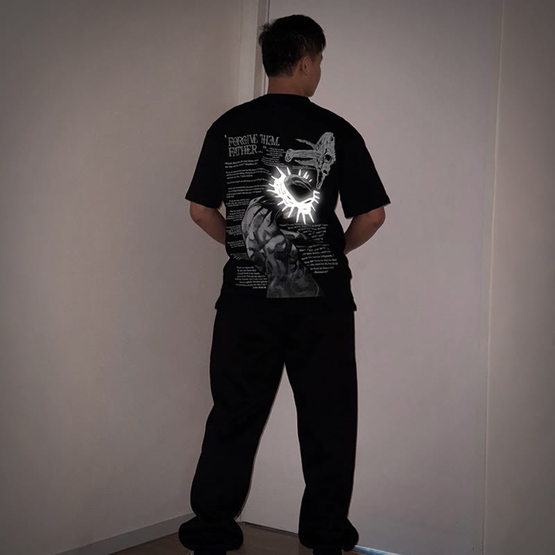 Unisex Reflective Crown Of Thorns Print T-shirt And Pants Set