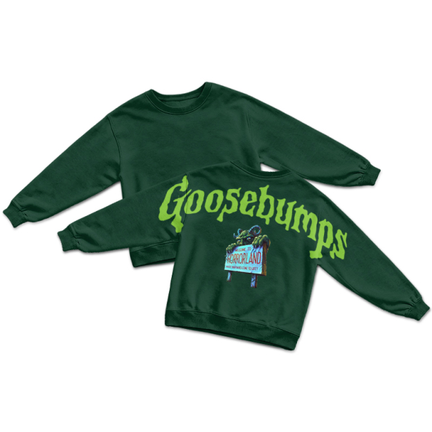 Vintage Goosebumps Back Graphic Round Neck Sweatshirt - Dark Green - US16-18(2XL) - image 4