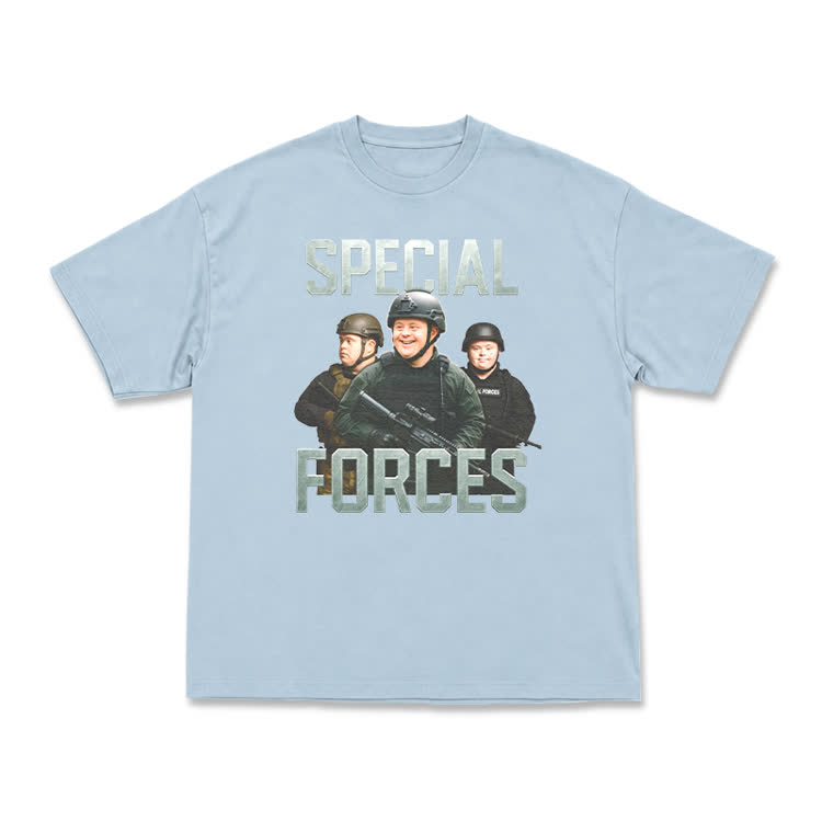 Vintage Special Forces Graphic T-Shirt - Light Blue - US16-18(2XL) - image 9