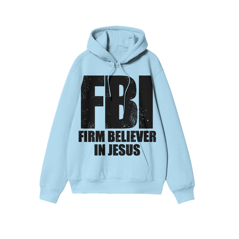 Unisex Firm Believer In Jesus Print Hoodie - Blue - US16-18(2XL) - image 7