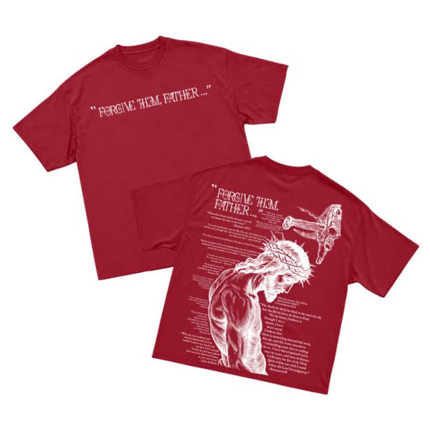Vintage Forgive Them Father Back Graphic T-Shirt - Red - US16-18(2XL) - image 10
